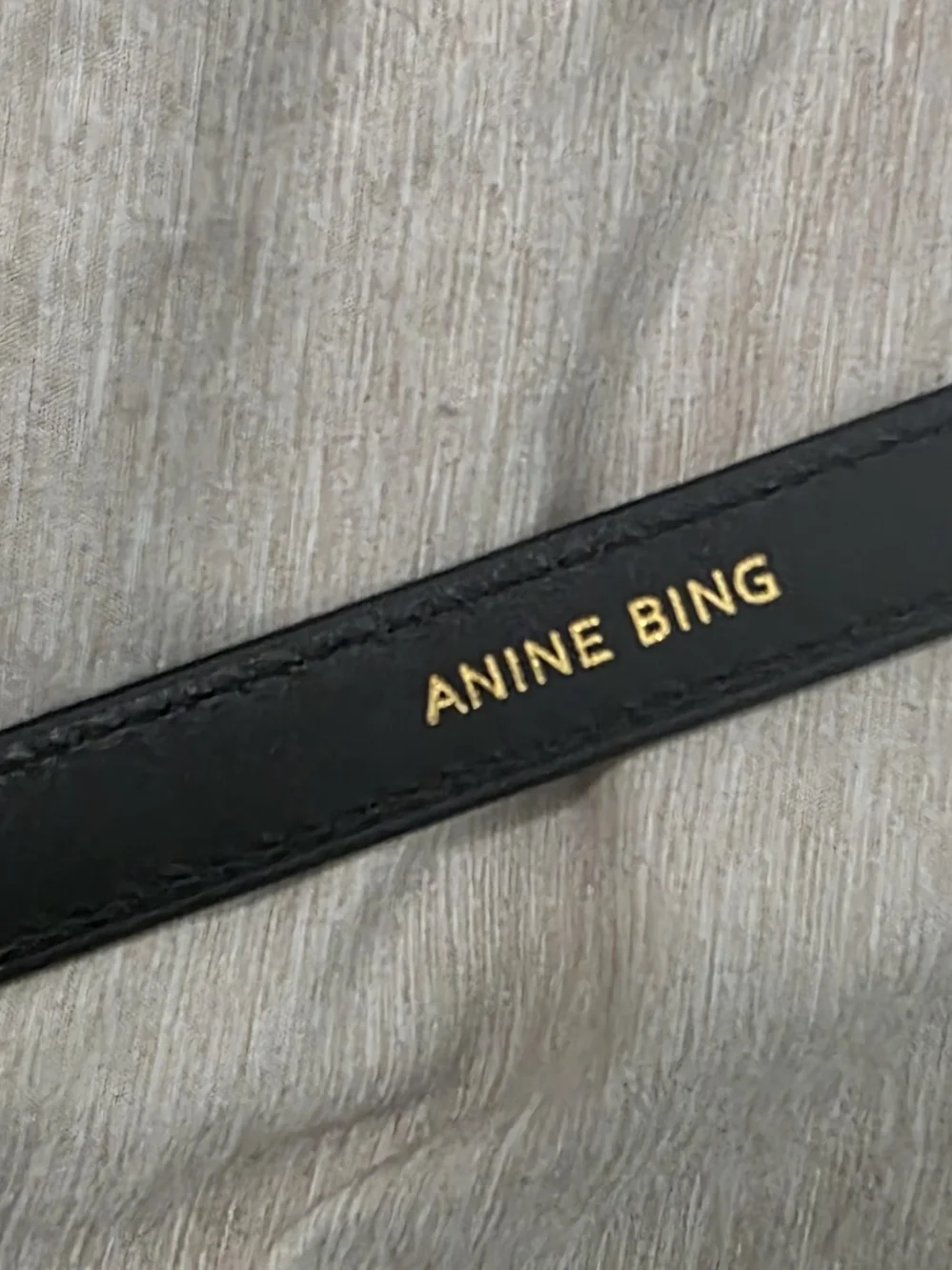 Anine Bing Black Leather Belt with Gold Buckle- Never Worn